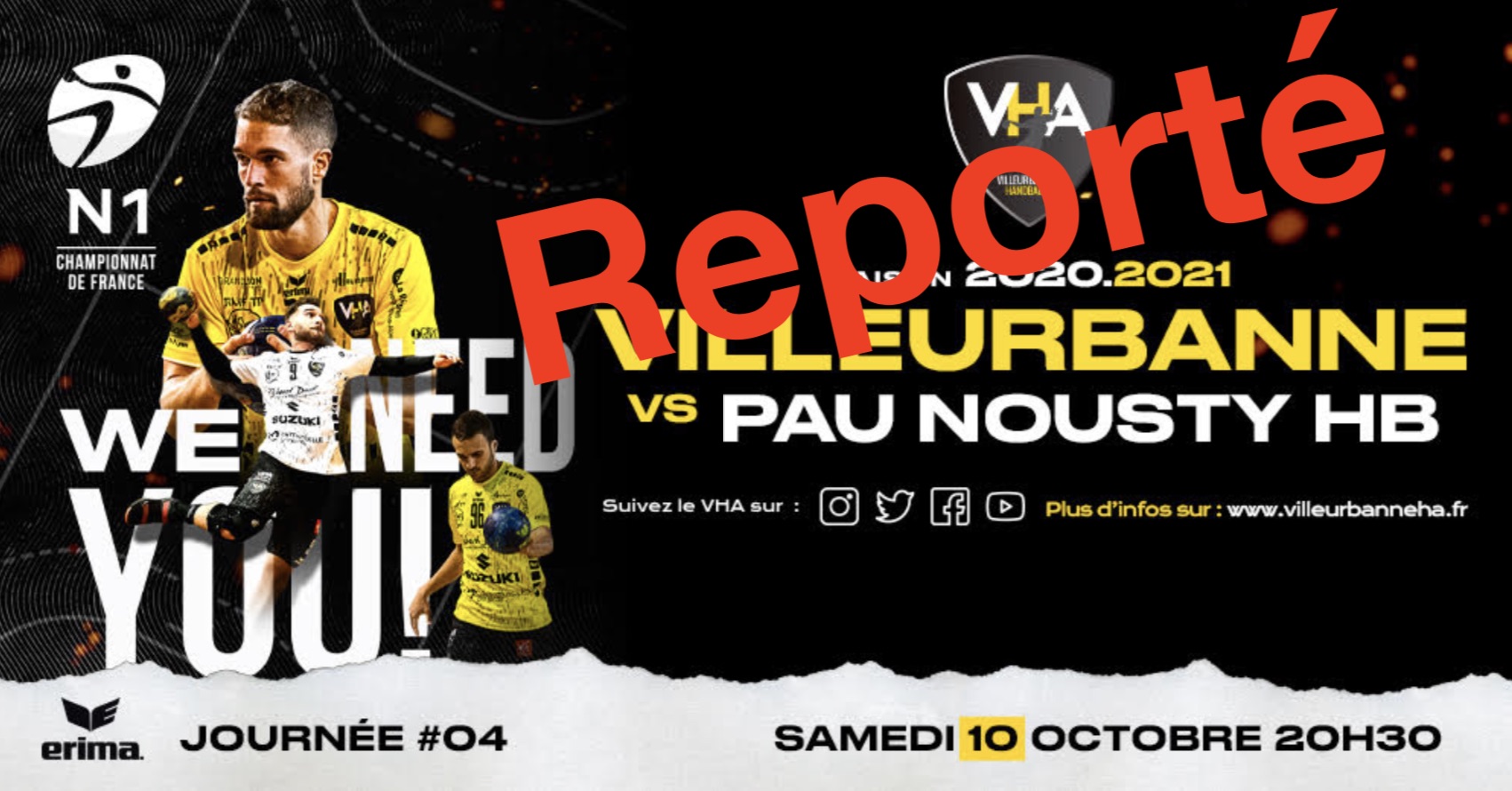 Lire la suite à propos de l’article N1 / Report du match VHA-Pau